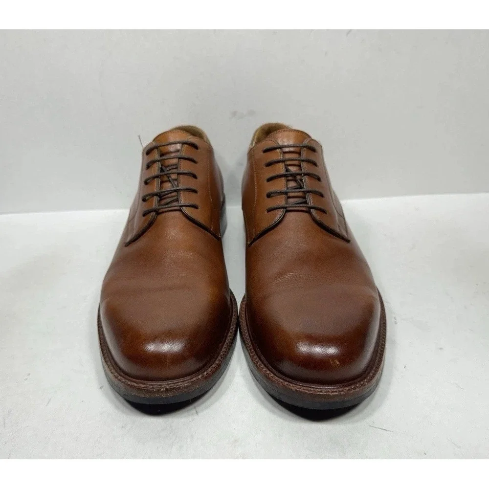 Beckett Simonon Dunham Derby Brown Leather Plain Toe Dress Shoes Mens 13 11983
